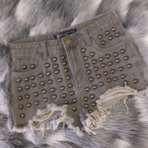 Studded High Rise Shorts